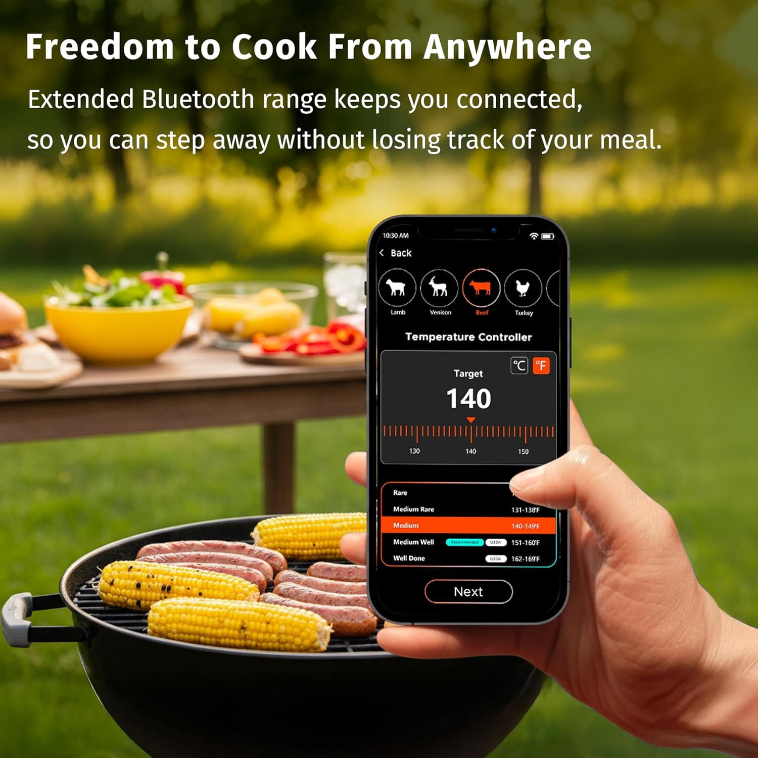 East Oak Smart Wireless Meat Thermometer for Grilling,Black