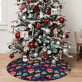 thumbnail image 4 of KLL 36" Christmas Tree Skirt Skull mushroom colorful Xmas Tree Skirts Mat for New Year Xmas Holiday Party Indoor Outdoor Home Decoration, 4 of 5