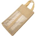 thumbnail image 1 of Shisuyan Rustic Jute Wine Bottle Bag With Window Divided Wine Present Tote For Parties Christmas Visits, 1 of 8