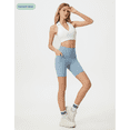 thumbnail image 3 of Women's High Waisted Biker Shorts with Pockets, Nylon Spandex Yoga Workout Shorts, Tummy Control, 1 Pack, 3 of 10