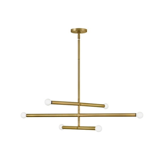 83195LCB Lark Millie - 6 Light Convertible Chandelier In Modern and Mid-Century Modern Style-8.5 Inches Tall and 35.75 Inches Wide-Lacquered Brass