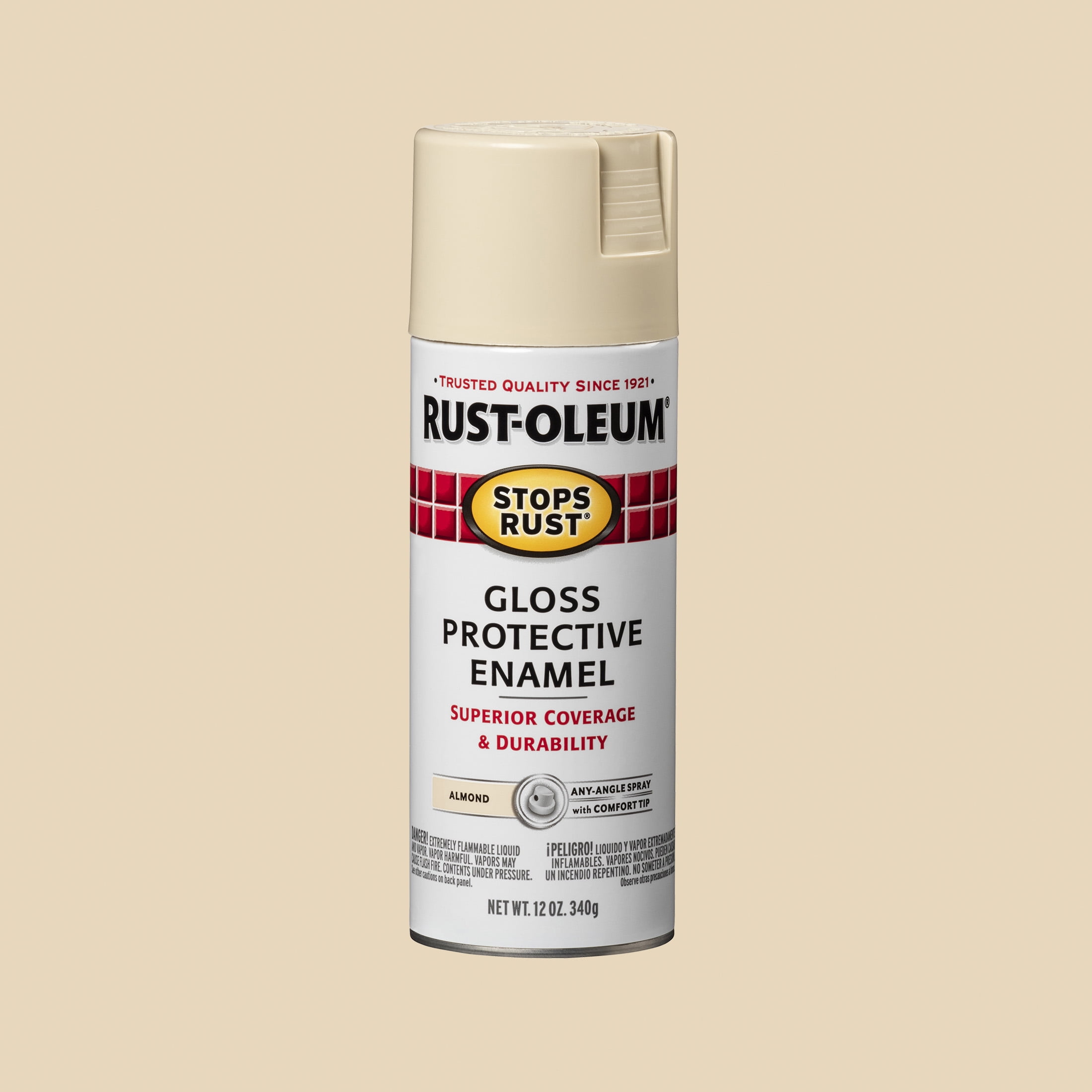 (6 pack) Almond, Rust-Oleum Stops Rust Protective Enamel Gloss Spray Paint-7770830, 12 oz
