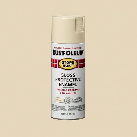 Almond, Rust-Oleum Stops Rust Gloss Protective Enamel Spray Paint-7770830, 12 oz