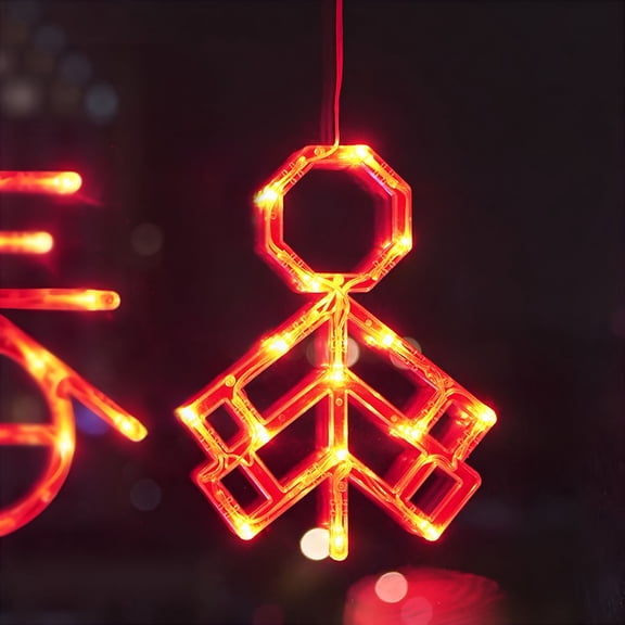 HIBIBUD New Years Eve Party Supplies Chinese New Year Decorations Spring Festival Window Lights Red Lantern Firecrackers LED Light With Suction Cup Battery Operated Indoor Hanging