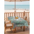 thumbnail image 2 of Outdoor Tablecloth with Umbrella Hole for Patio/Picnic/Party/Camping, Watercolor Forest Birds Waterproof Table Cloth Rectangle Table Cover Washable, Green Trees Seasonal Floral (60"x 102"), 2 of 8