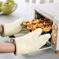 thumbnail image 2 of par de guantes de horno, resistentes al calor, guantes de cocina de silicona con forro de algodón, guantes de cocina de silicona antideslizantes con dedos (blanco), 2 of 3