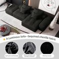 thumbnail image 5 of BISHE Modern Oversized Modular Sectional Sofa with Ottoman, Chaise Lounge, Armrest, 4 Pillows, Sparkling Chenille Fabric, 4 PCS DIY Tufted Sofa, No Assembly Required, Black, 5 of 9