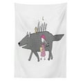 thumbnail image 3 of Ambesonne Fantasy Tablecloth Rectangular Table Cover, Girl with a Giant Wolf, 60"x90", Pink Grey Peach, 3 of 4