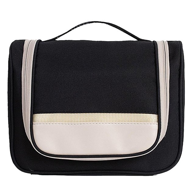 11.6-12.5 inches-black Bolsa de almacenamiento portátil de gran capacidad de poliéster, bolsa de cosméticos portátil para mujer