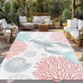 thumbnail image 2 of Teal Red Coastal Outdoor Rug 3x5 Ft - Reversible Patio Rug Outdoor Camping Rugs, Summer Lobster Coral Nautical Washable Indoor Outdoor Area Rugs, Non-Slip Outdoor Carpet Runner for Deck/Porch, 2 of 8