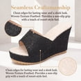 thumbnail image 2 of BLISSFUL STEP Women's Embroidered Wedge Platform Peep-toe Slip Sandals Black 6, 2 of 5