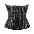 thumbnail image 4 of Gtoiithly Womens Sequin Corset Plus Size Tops with Side Zipper and Back Tie Up Sparkly Black Bustier Boned Corsets for Party Club Performance Black XXXXXXL, 4 of 4