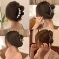 thumbnail image 2 of Paquete de 4 pinzas de pelo con forma de garra de perla grandes para mujer, pelo grueso y fino, pinzas de sujeción fuerte antideslizantes de varios estilos, 2 of 5