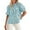 Blue Green, variant on Women's Summer Tie Front Striped Shirt Trendy Cute Babydoll Tops Fashion Peplum Puffy Sleeve Blouse