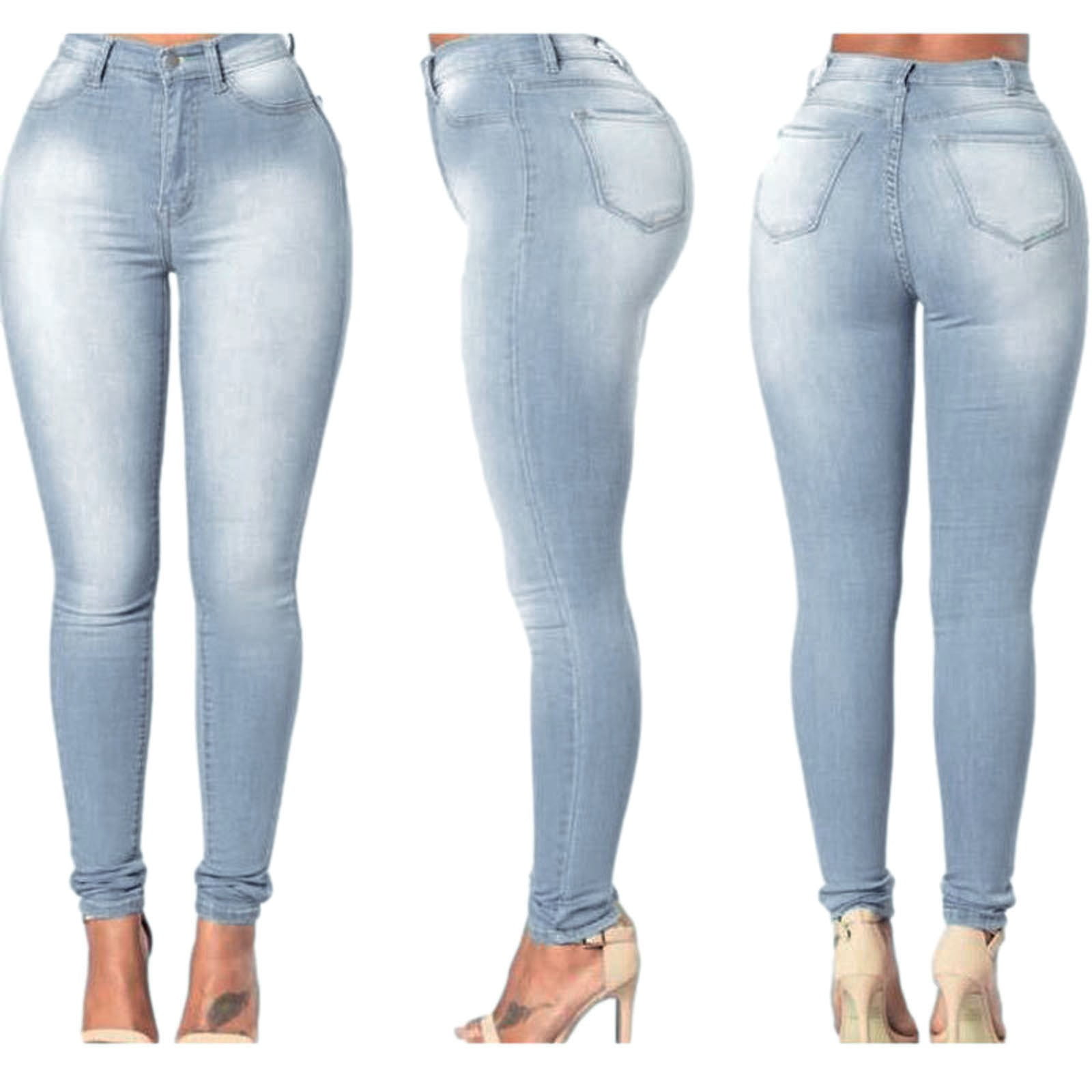 Aqestyerly Womens Hole Button Zipper Pocket Jeans Casual Denim Flares ...