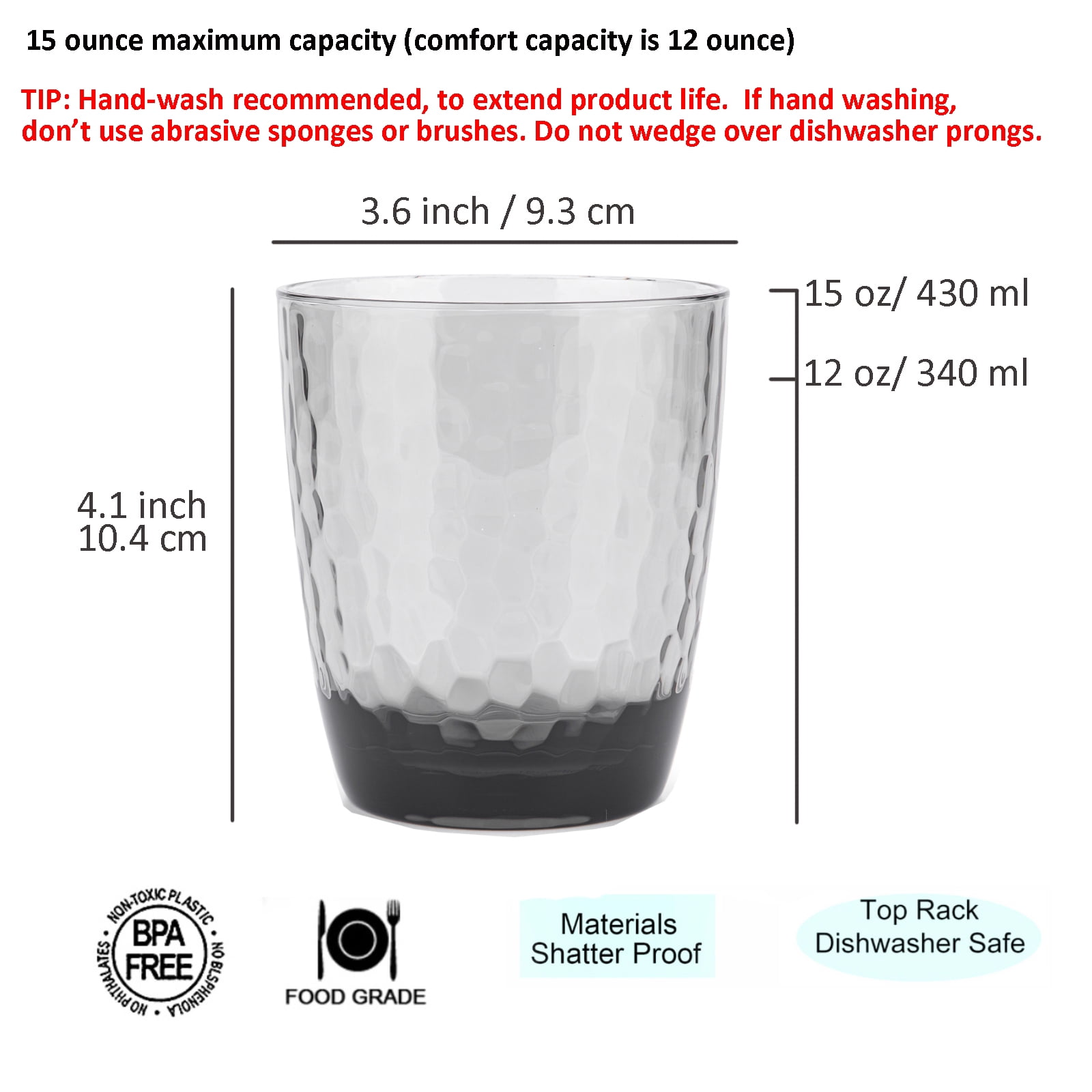 Plastic Drinking Glasses 48 Pcs - 14 oz Whiskey Glass, Highball Glasses -  Disposable Clear Hard Plas…See more Plastic Drinking Glasses 48 Pcs - 14 oz