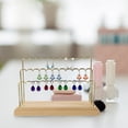 thumbnail image 6 of WRISTBIQUE Golden Earring Holder Stand for Home Use Safe and Stable Display Rack with Wood Base 7.5 Inch, 6 of 8