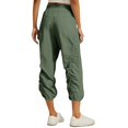 thumbnail image 4 of Short Capris for Women Drawstring Pull on Stretch Cargo Pants Adjustable Cinch Bottom Lightweight Elastic Waist Cropped Pants with Pockets Army Green M, 4 of 8