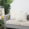 thumbnail image 6 of Unique Bargains Solid Neutral Square Throw Boho Decorative Pillow Covers Set of 2 for Home White 18" x 18", 6 of 6
