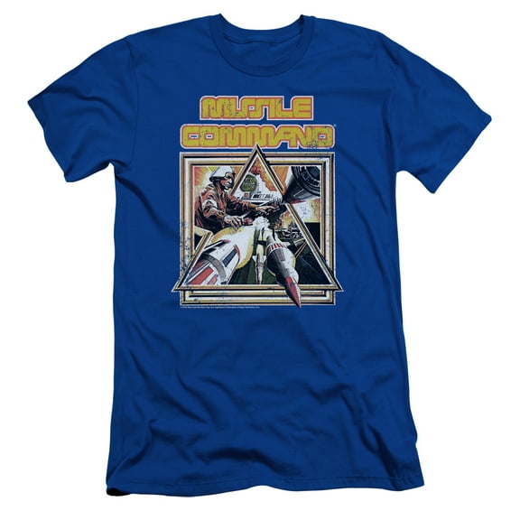 Atari Missle Commander S/S Adult 30/1 T-Shirt Royal Blue