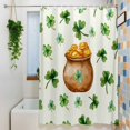 thumbnail image 3 of St. Patrick's Day Small Stall Shower Curtain, Waterproof Shower Curtains for Bathroom, Spring Gold Coin Botanical Clovers Leaves Washable Fabric Bath Curtain for Bathtub with Hooks 36x72 Inches, 3 of 9