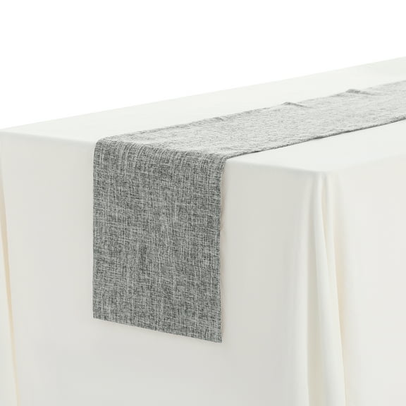 Unique Bargains 1 Pack Solid Color Table Runner Long Linen Table Banner Grey 12"x83"