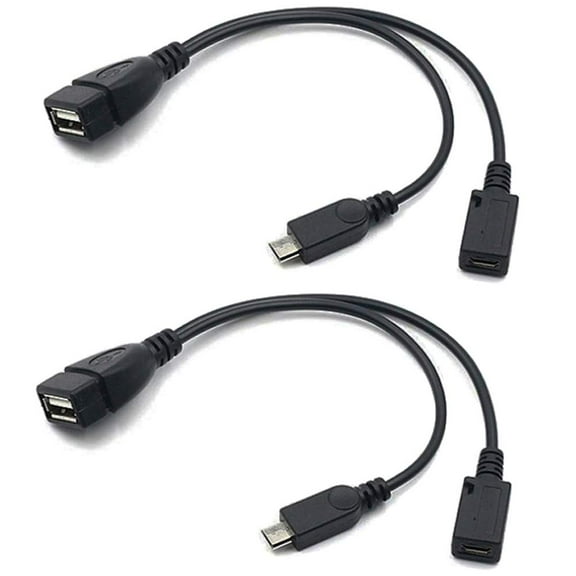 2-in-1 Micro USB to USB Adapter (OTG Cable Power Cable) for Fire Stick, PlayStation Classic and More - 2 Pack