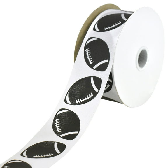 Homeford Football Goal Sports Themed Ribbon, 1-3/8-inch, 25-yard, White