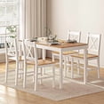 thumbnail image 2 of SogesPower 4-Person Dining Table Set 5 Pieces, Wood Kitchen Table Set with 4 Chairs for Kitchen Dining Room Restaurant, White&Oak, 2 of 4