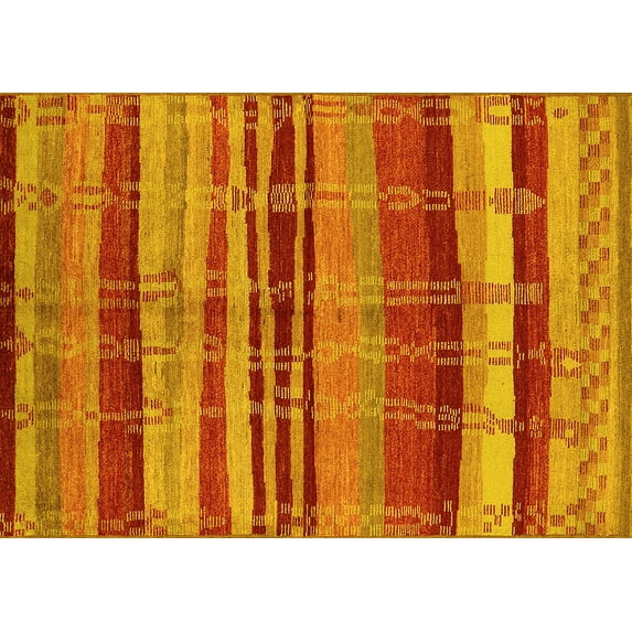 Ahgly Company Indoor Rectangle Oriental Yellow Industrial Area Rugs, 8' x 10'
