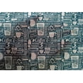 thumbnail image 5 of oneOone Cotton Silk Teal Blue Fabric Nostalgia Coffee Sewing Craft Projects Fabric Prints By Yard 42 Inch Wide-KE, 5 of 6