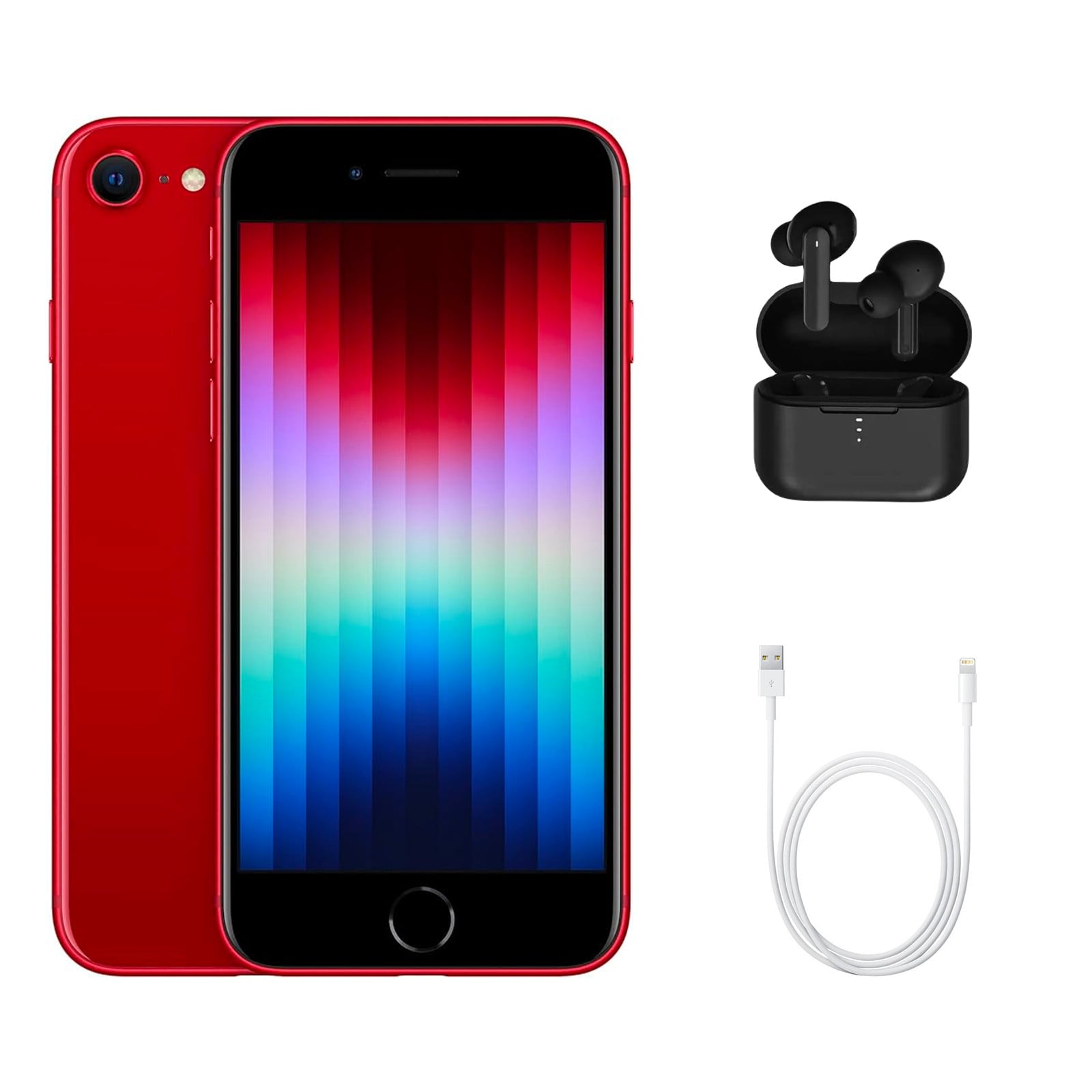 Refurbished Apple iPhone SE 3rd Gen A2595 Fully Unlocked 64GB Red Grade A w Wireless Earbuds Walmart