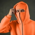 thumbnail image 2 of Txeol Mens Balaclava Hoodie with Mask Long Sleeve Zip Up Hoodies Windproof Fleece Lined Double Hood Sweatshirt with Pockets,Orange,L, 2 of 10