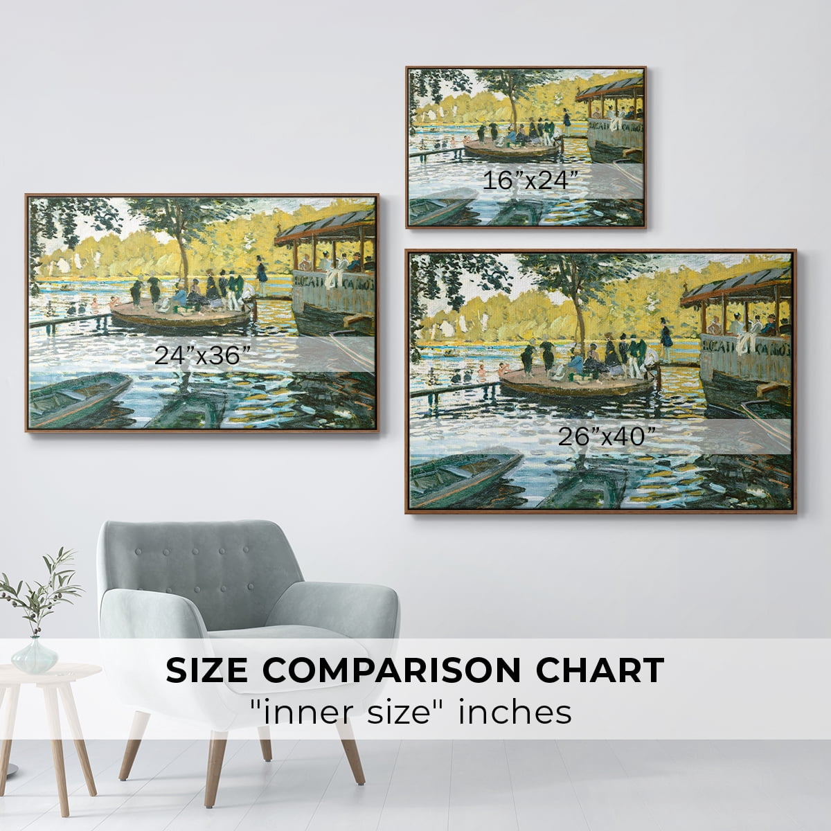 Vintage Landscape-CXV By Wexford Home Framed in Walnut Wood Gallery Wrapped Canvas 27 in. x 41 in.