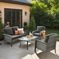 thumbnail image 5 of Toject 4 Pieces Patio Furniture Set, All-Weather Wicker Outdoor Furniture Loveseat Table Chairs Set for Porch, High Back Conversation Set for Backyard, Balcony, Black, 5 of 9
