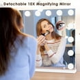 thumbnail image 6 of 19"x23" Miserwe Hollywood Lighted Makeup Mirror - 15 LED Bulbs, 3 Color Modes, Smart Touch Control, 10X Detachable Magnification, 6 of 8