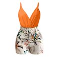 thumbnail image 4 of Ketyyh-chn99 Ensembles Courts pour Femmes Shorts de Gym pour Femmes Mode Décontractée Été Imprimé Manches Courtes Col Rond Haut Ensemble de Shorts Orange, TG, 4 of 4