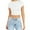 White, variant on Kureaily Womens Summer Short Sleeve Cute Crop Tops Casual Basic Crewneck Slim Fit T Shirts Casual T Shirts