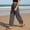 Gray women cotton linen pants a1, variant on Womens Cotton Linen Wide Leg Pants Elastic Waist Casual Boho Lounge Long Trousers with Pockets Solid Work Beach Walk Yoga, Khaki M