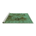 thumbnail image 2 of Ahgly Company Machine Washable Indoor Rectangle Oriental Turquoise Blue Industrial Area Rugs, 2' x 4', 2 of 4