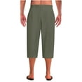 thumbnail image 6 of Casual Pants for Men, Mens Casual Capri Pants Elastic Waist Lightweight Breathable Lounge Loose Fit Cropped Pants Beach Vacation Shorts Army Green XL, 6 of 7