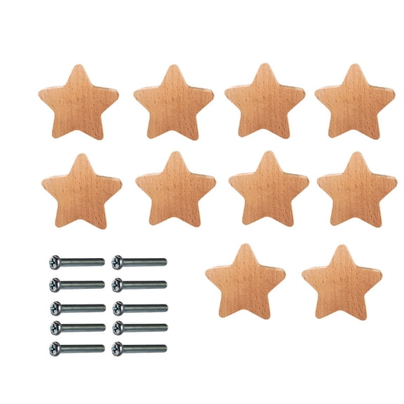 Pack Of 10 Pieces Of Star Shape Wooden Knobs For Kids Room, Play room, Schools