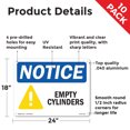 thumbnail image 2 of Empty Cylinders OSHA Notice Aluminum Sign 24 Inch x 18 Inch - 10 Pack, 2 of 8