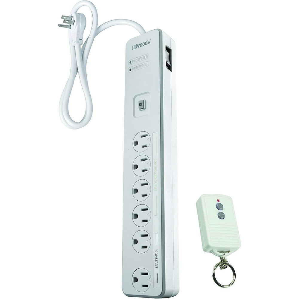 Woods 41715 Energy Saving Surge Protector Power Strip with 80 Foot Range Remote Control Outlets