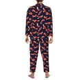 thumbnail image 3 of Mens Pajamas Set - Foxes In Different Poses Comfy Long Sleeve Button Up Pajama Sets for Men 2 Piece, Soft Sleepwear Nightwear Pjs Lounge Sets for Men with Pockets, 3 of 5
