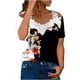 thumbnail image 1 of Blusa informal de manga corta con cuello en V y encaje con hombros descubiertos para mujer OAVQHLG3B Store  lin121212, 1 of 5