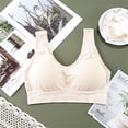 thumbnail image 2 of Bandeau Bra Women Fashion Bra Solid Vest Camisole Breathable Push Up Tops Underwear V-Neck Pullover Bra Feature Hook and Eye Closure Longline Bra Style Y-94 , Beige, 2 of 8