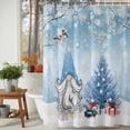 thumbnail image 2 of Blue Christmas Shower Curtain, 48" x 72", Dwarf Present Tree Bird Snowflake Winter Waterproof Bathroom Curtain Washable Shower Curtain Set with 12 Hooks, 2 of 6