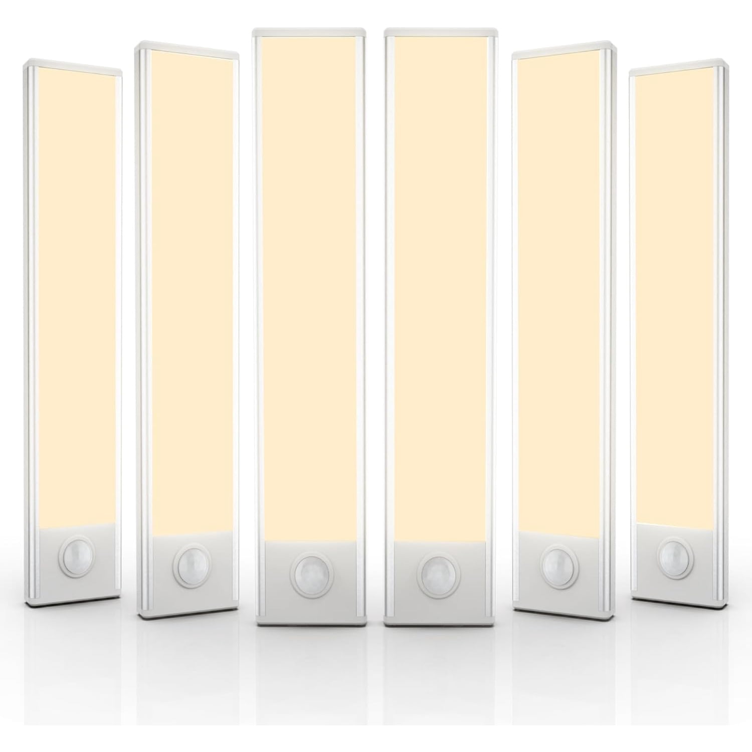 6 Pack Under Cabinet Lighting Wireless, 32 LED Rechargeable Battery Motion Sensor Light Indoor, Stick On Magnetic Closet Lights, Under Counter Lights for Kitchen, Stairs, Warm 8 in
