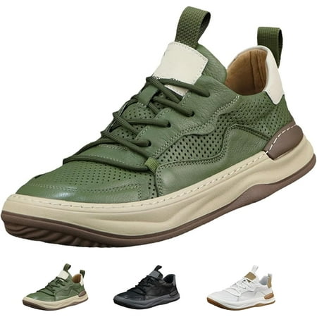 

Men s Leather Perforated Slip On Fashion Sneakers Lightweight Non-Slip Casual Walking Shoes Breathable Orthopedic Daily Comfortable Sport Shoe